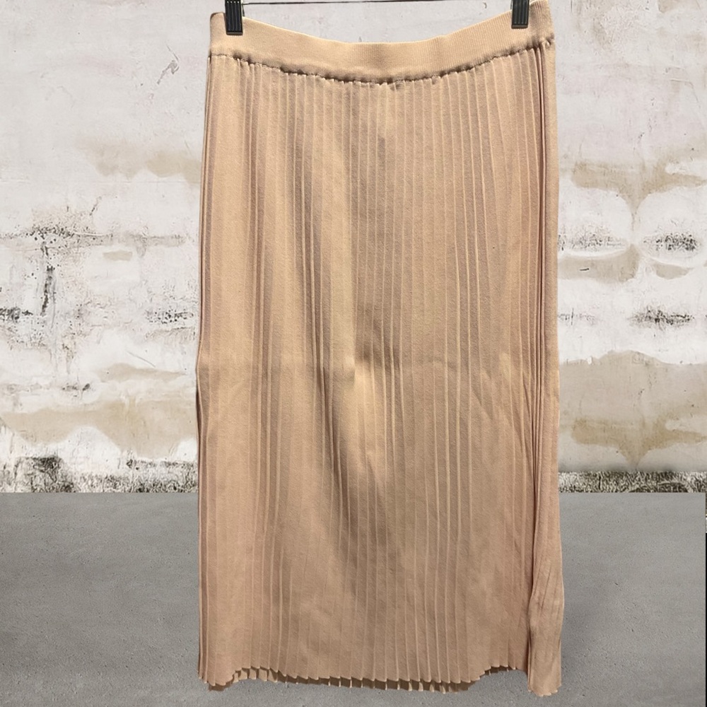 ** NWT All: row Camel Color Pleated Maxi Skirt